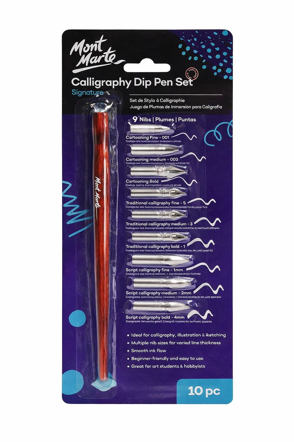 Mont Marte Dipper Pens&Nibs- Pen,9 Nibs