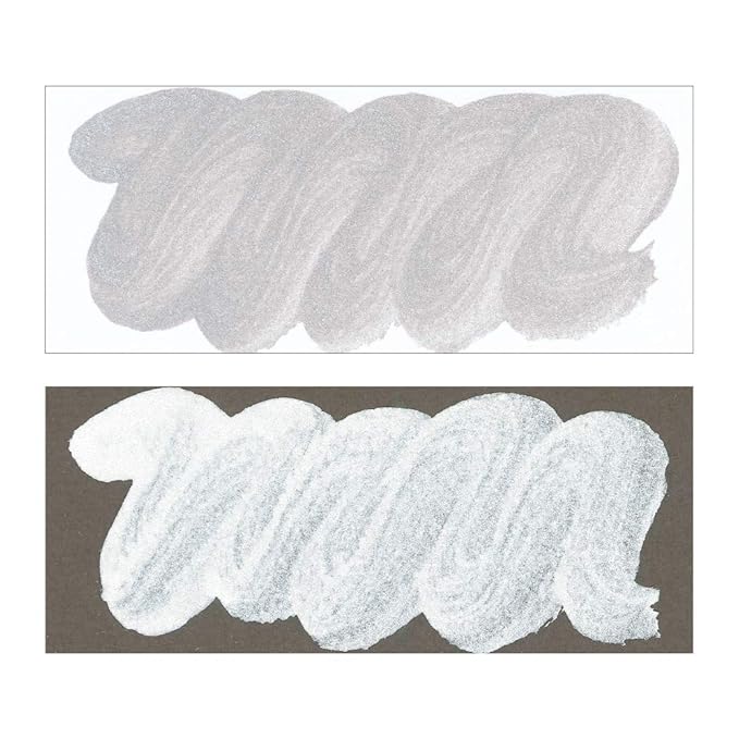 Luminous Silver Inks containing Mica Particles Combine for a Water-Based Pigment Ink Available in a 60ml Bottle. A True Metallic Paint That is Highly Effective on Dark Colored Paper. (ZIG)