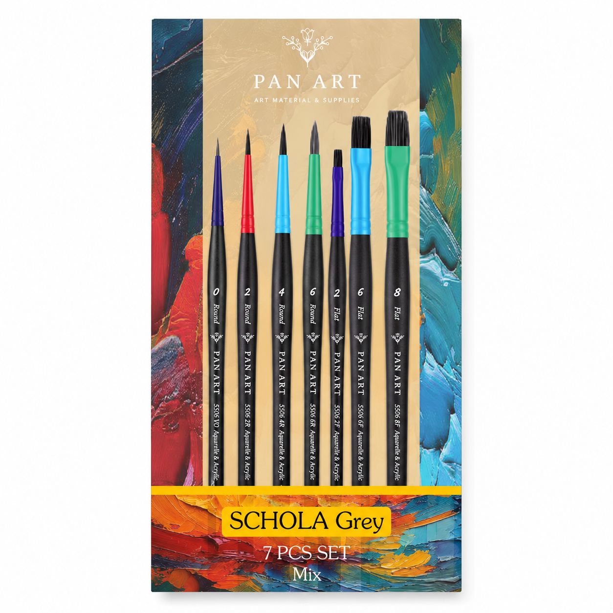 PANART SCHOLA GREY MIX BRUSH SET 7