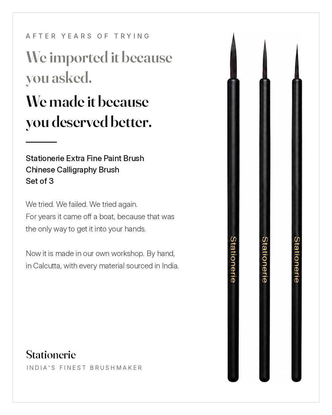 Stationerie Extra Fine Paint Brush Chinese Calligraphy Brush Set of 3