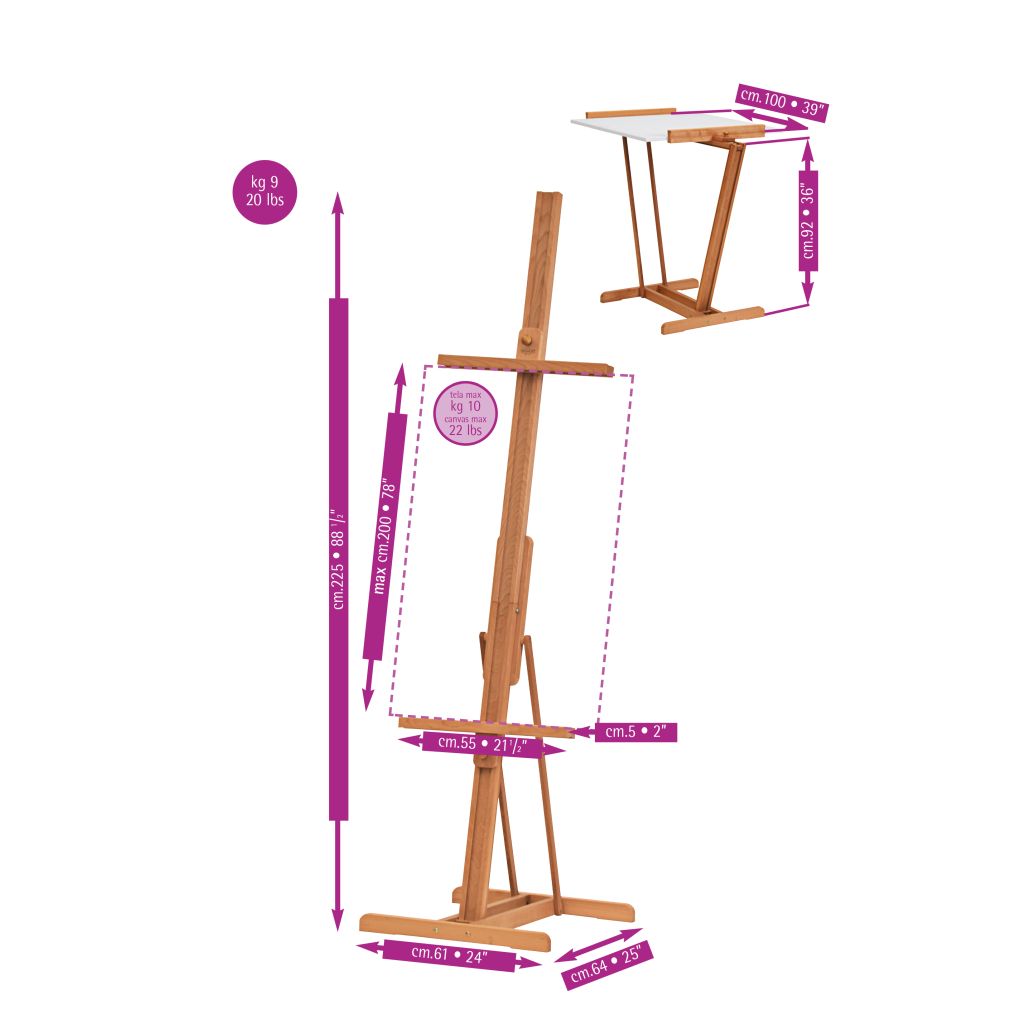 MABEF Beech Wood Convertible Lyre Easel (M-25)
