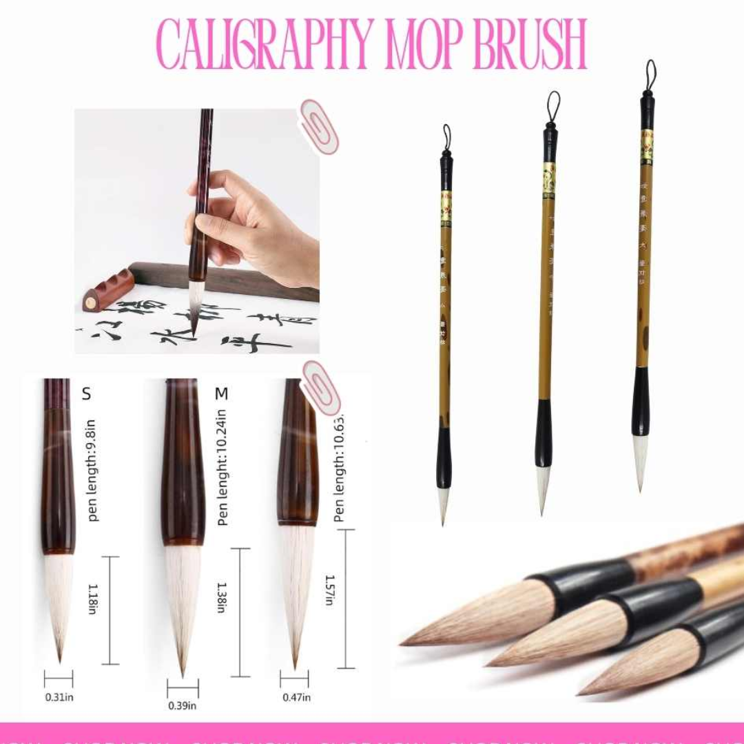 Stationerie Art Professional Chinese Calligraphy Drawing Brush Set of 3 pc (Small, Medium, Large)