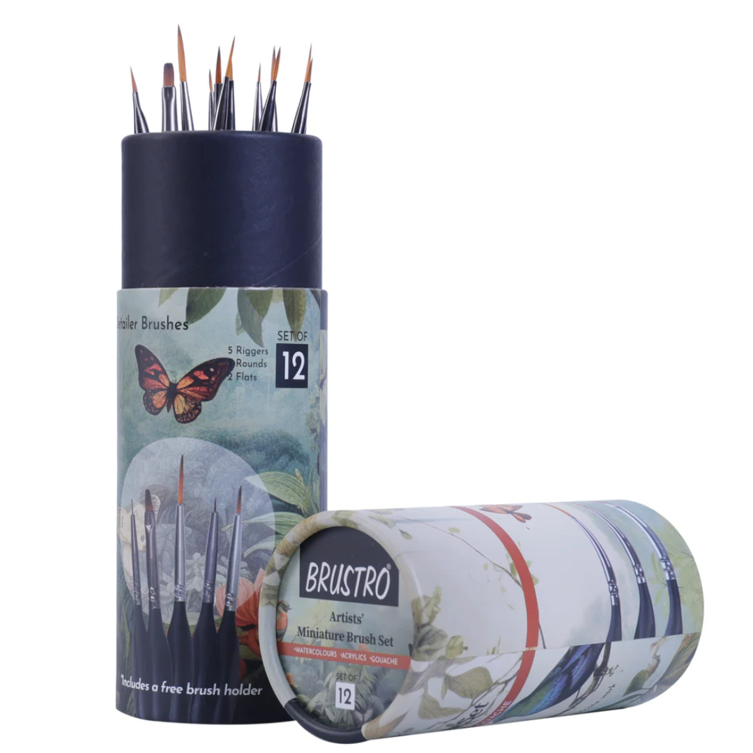 BRUSTRO Artists’ Watercolour & Acrylic Miniature Brush Set of   12