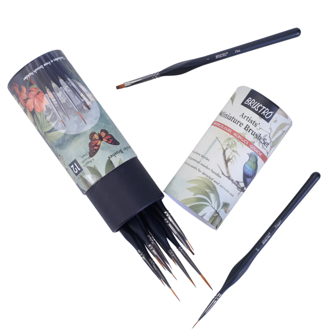 BRUSTRO Artists’ Watercolour & Acrylic Miniature Brush Set of   12