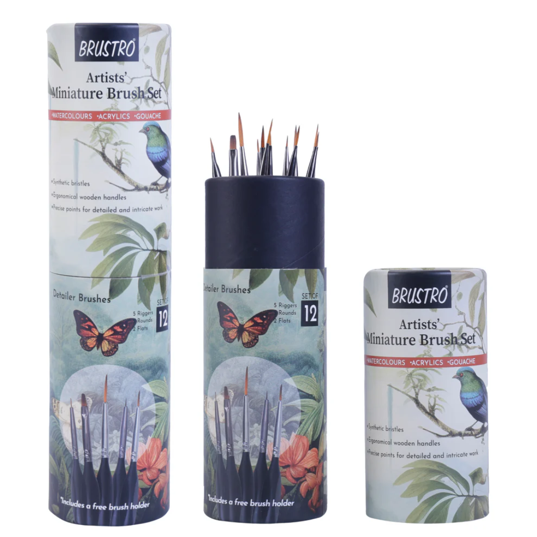BRUSTRO Artists’ Watercolour & Acrylic Miniature Brush Set of   12