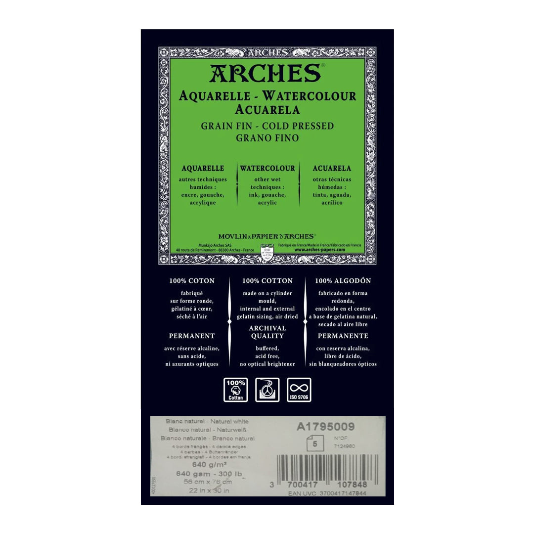 Arches Aquarelle Watercolour Paper 640gsm Pack of 5 Sheets
