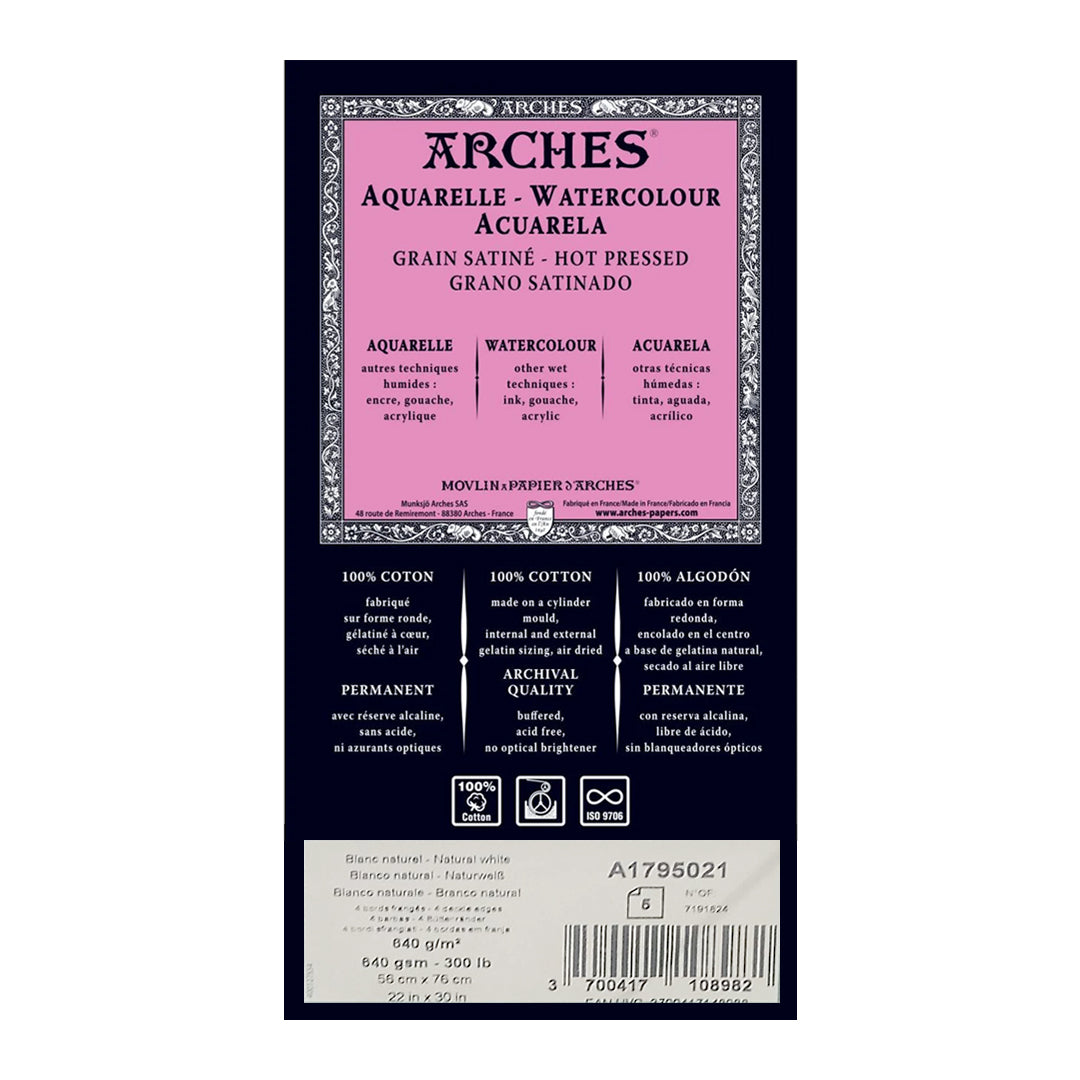 Arches Aquarelle Watercolour Paper 640gsm Pack of 5 Sheets