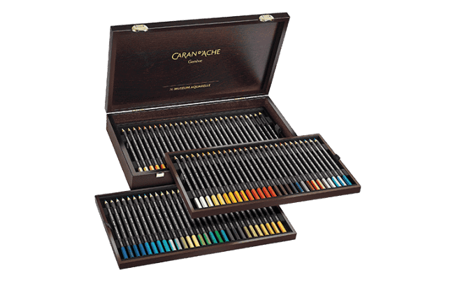Caran d'Ache Museum Aquarelle wooden collector's box with 76 colours plus 4 duplicates
