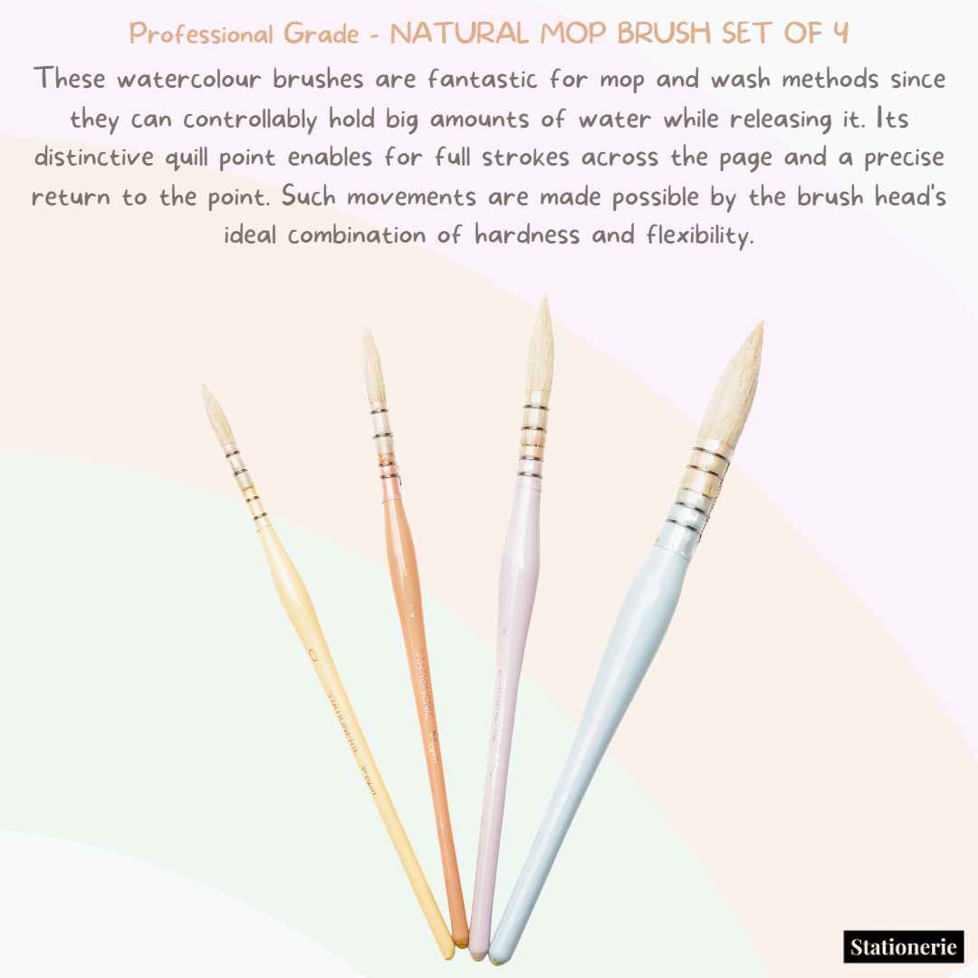 Stationerie Artists' Natural White Goat Hair MOPS Set Of 4
