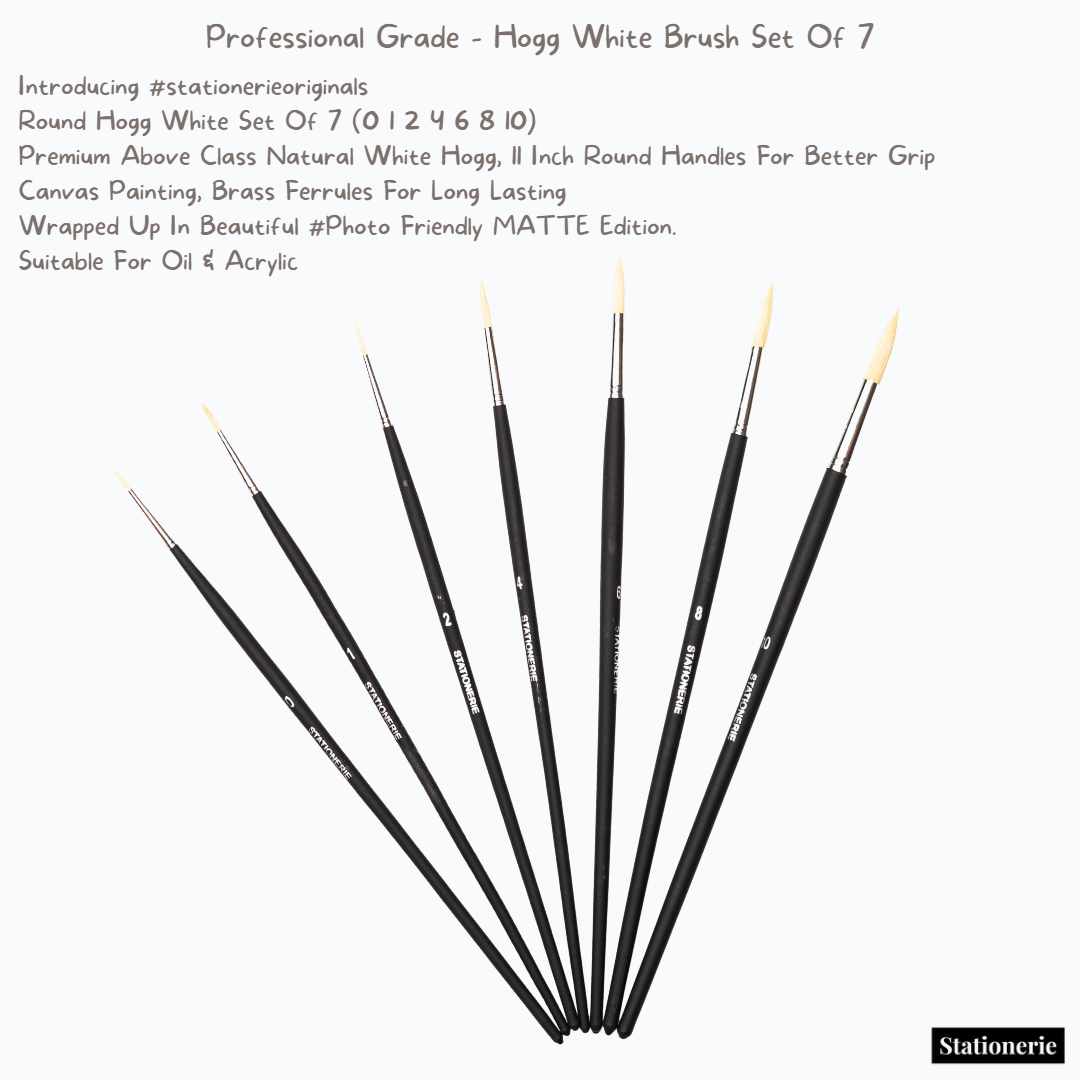 Stationerie Artists' Round Hogg White Set Of 7