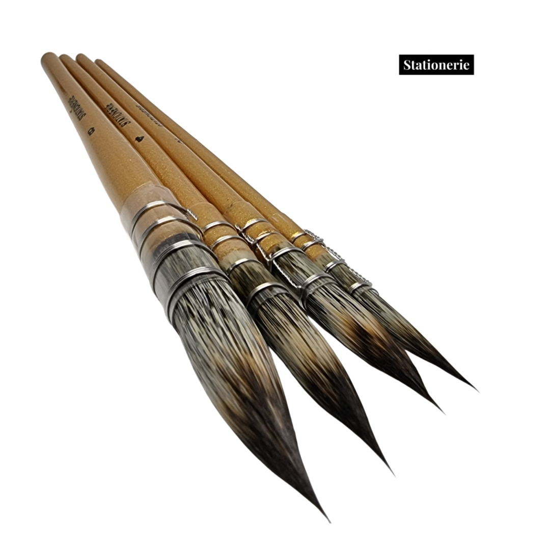 Stationerie Professional Synthetic Pointed MOPS Set Of 4 Matt GOLD (Extremely Soft With Great Retention Capacity)