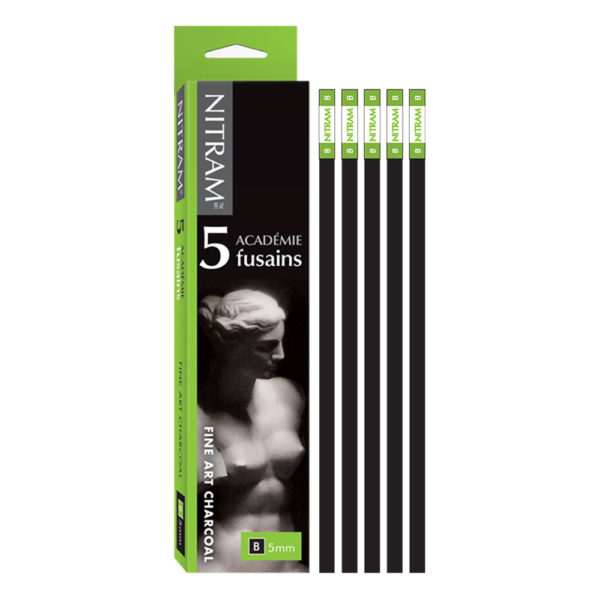 Nitram Académie Fusains B Soft Charcoal 5mm Square - Box of 5 (807171)