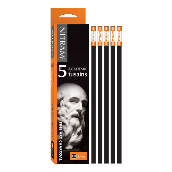 Nitram Académie Fusains HB Medium Charcoal 5mm Square - Box of 5 (807172)