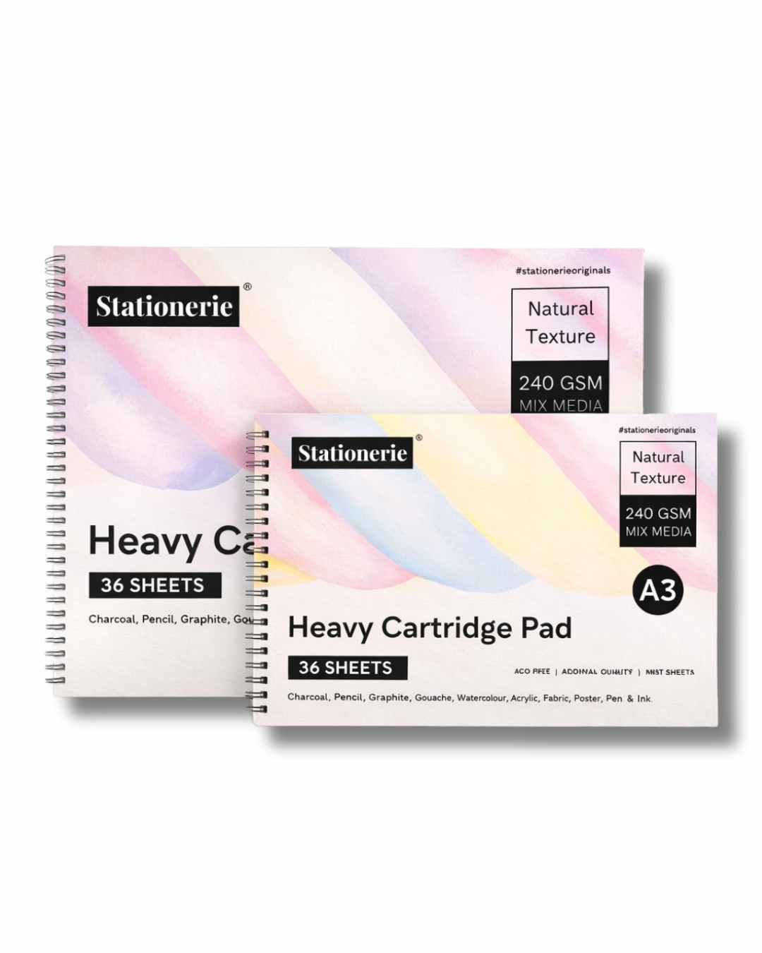 Stationerie Artists’ Heavy Cartridge Combo A4 + A3 Pad 240gsm 36 Sheets Each