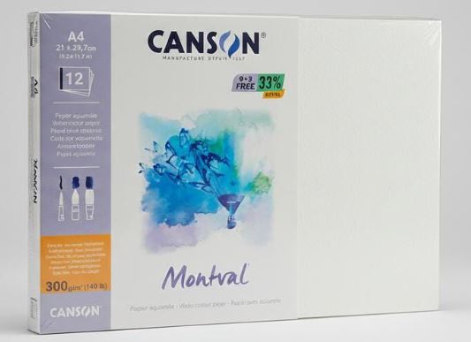 Canson Montval Watercolor Paper 300 GSM A4 Pack Loose Sheets Pack Of 10 (21cm×29,7cm)