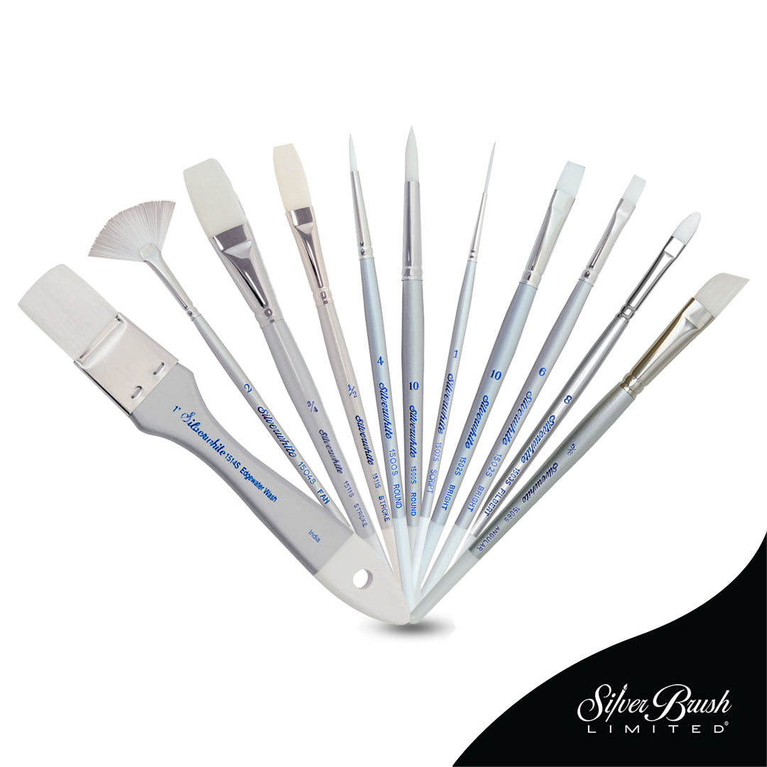 Silver Brush Silver White Watercolor Brushes Open Stock (1500, 1501, 1502, 1503, 1506, 1500S, 1502S, 1503S, 1504S, 1506S, 1507S, 1511S, 1514S)