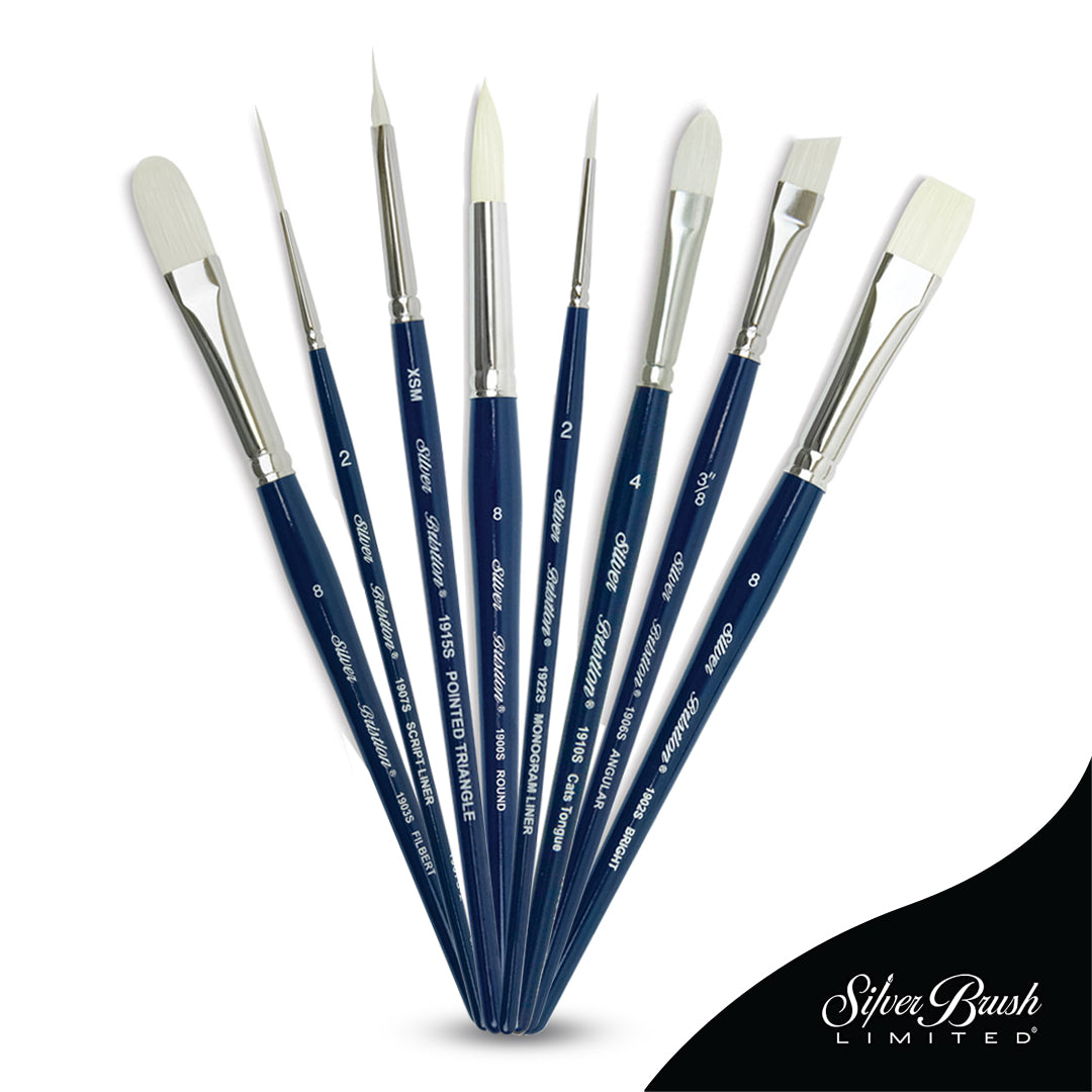 Silver Brush Bristlon® Stiff Synthetic Filament Short Handle Brushes Open Stock (1900S, 1902S, 1903S, 1906S, 1907S, 1910S, 1915S, 1922S)