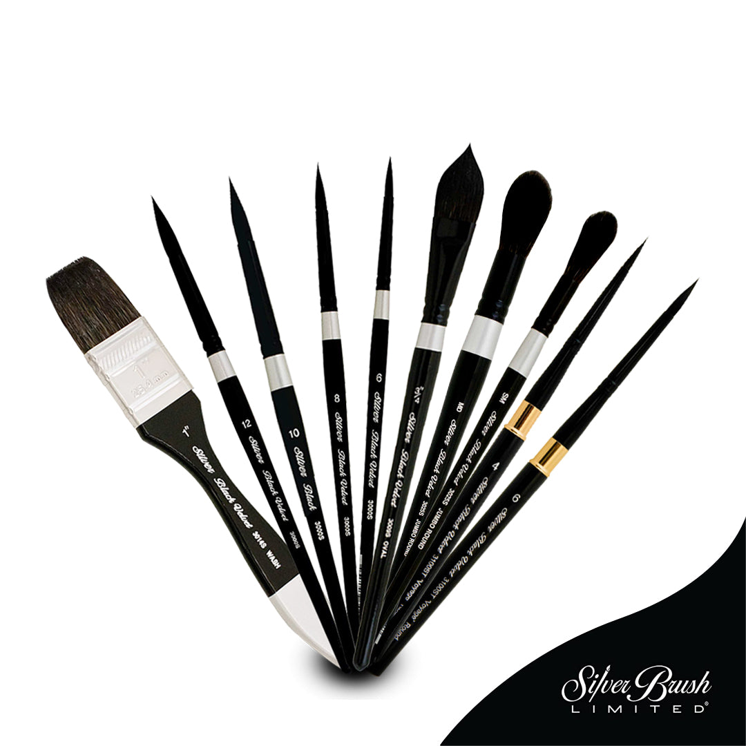 Silver Brush Black Velvet® Watercolor Brushes Open Stock (3000S, 3007S, 3008S, 3009S, 3012S, 3014S, 3025S)