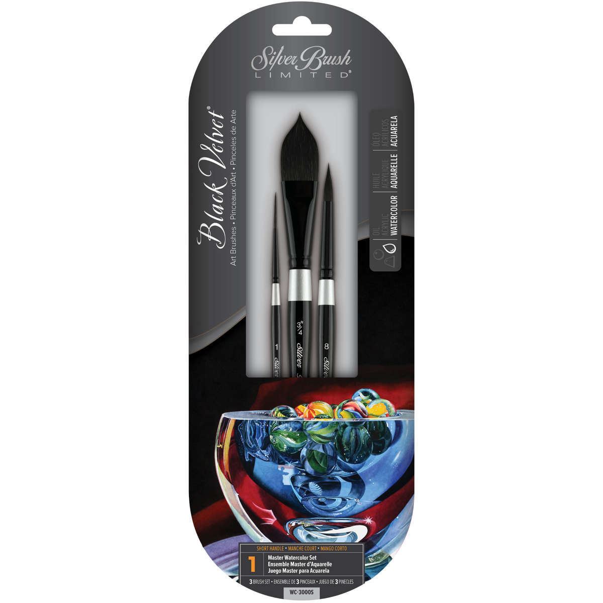 Black Velvet® 3pc Master Watercolor Set | Short Handle | WC-3000S