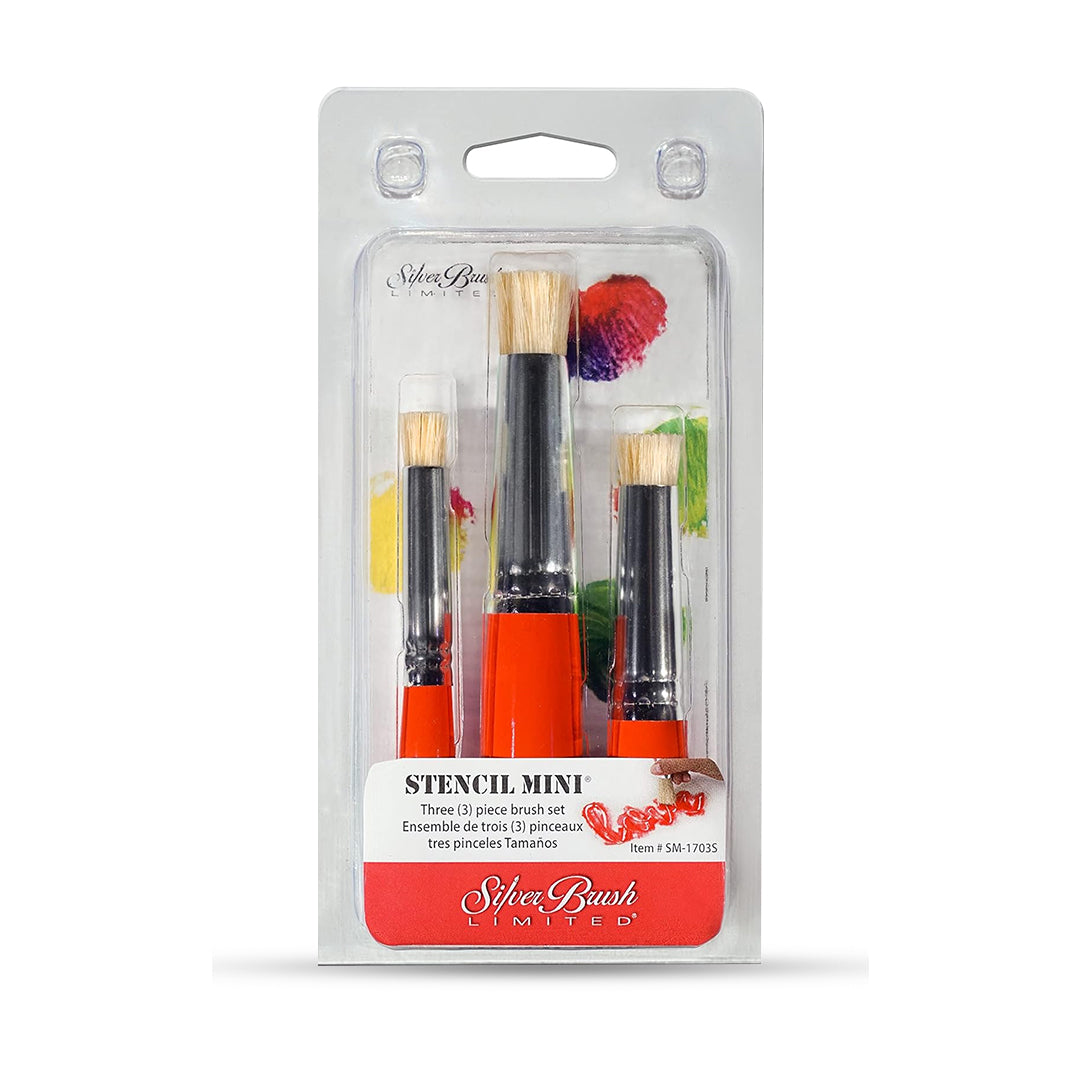 Silver Brush Mini Stencil Short Handle Brush Set (SM-1703S)
