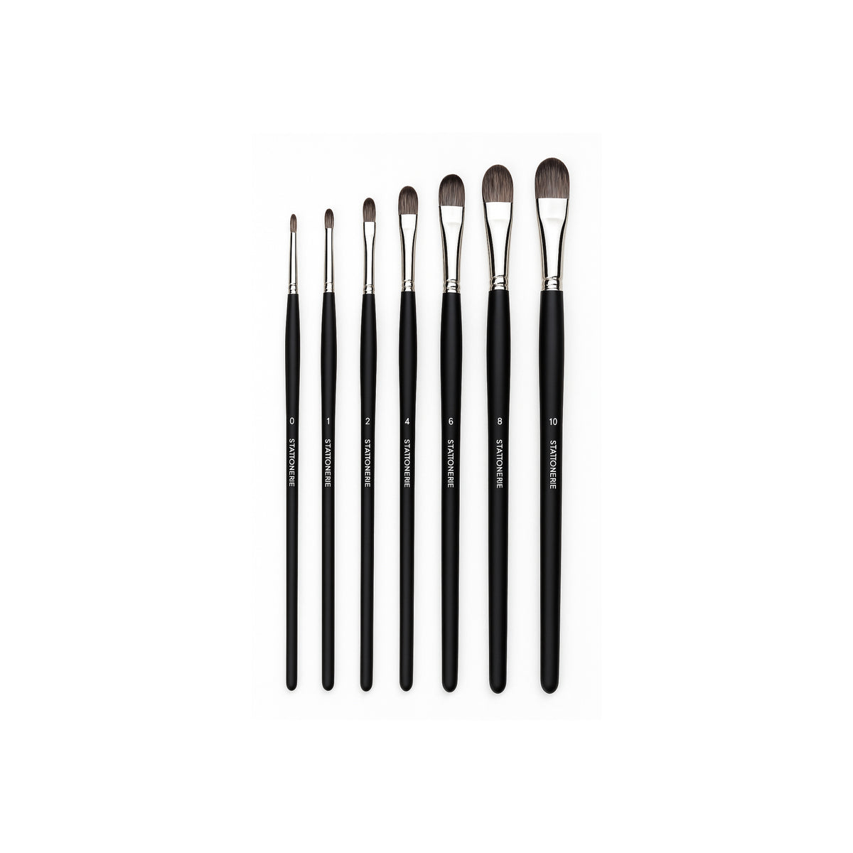 Stationerie Classic Filbert Brush Set of 7, 11 Inch Long Handle