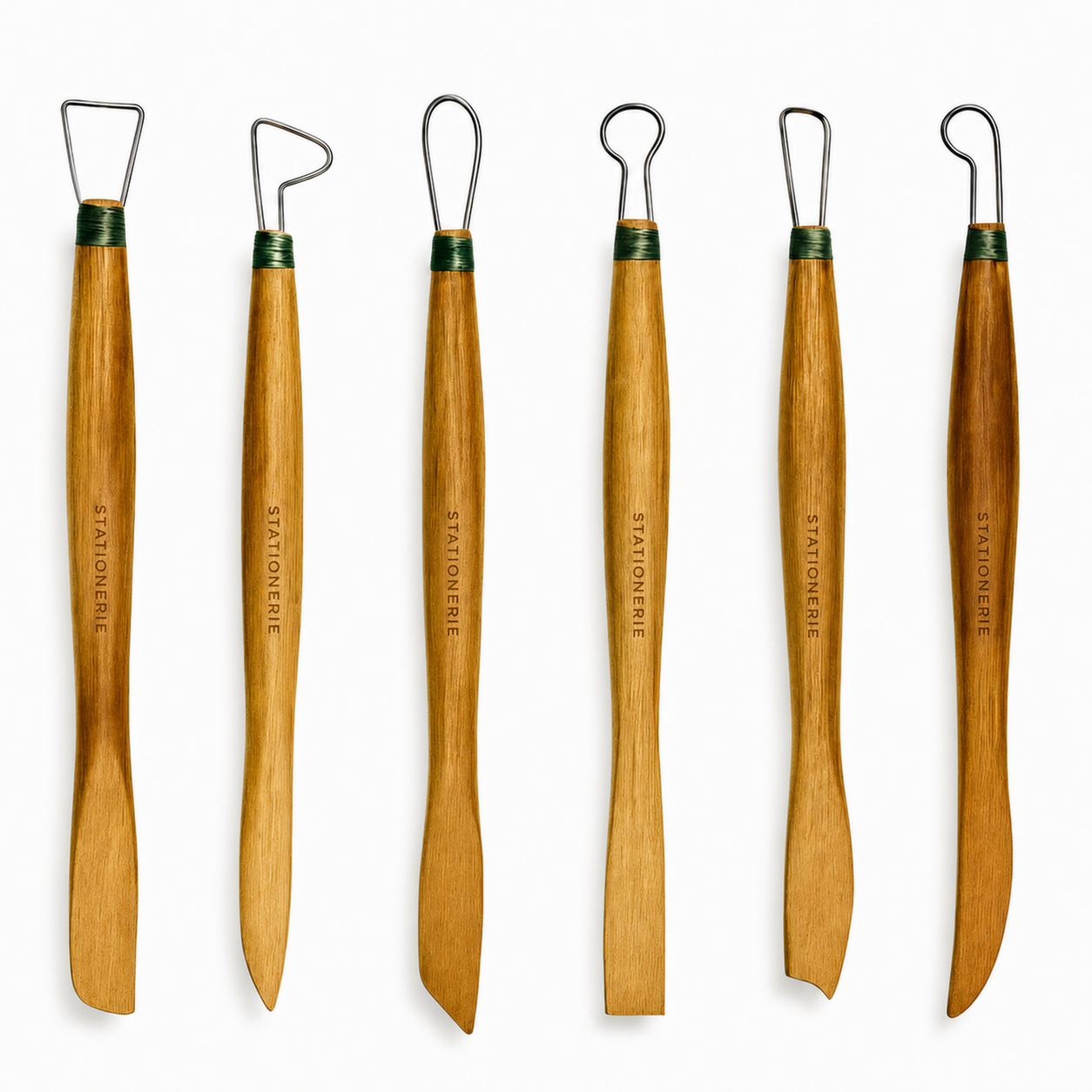 Stationerie Clay Tool Set 6 Carving and Trimmer with centered engraved branding