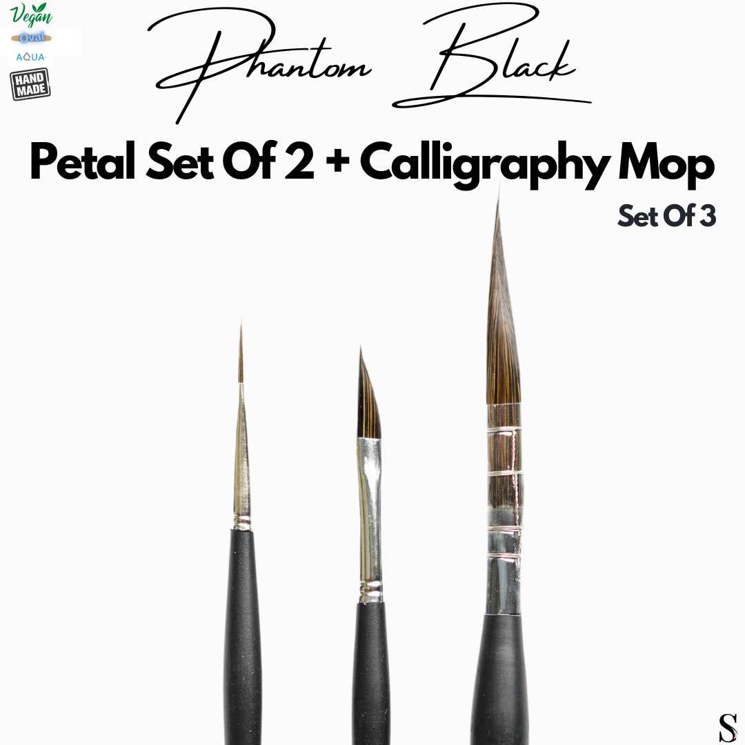 Stationerie Petal Set of 2 + Calligraphy Rigger Mop Brush Hybrid