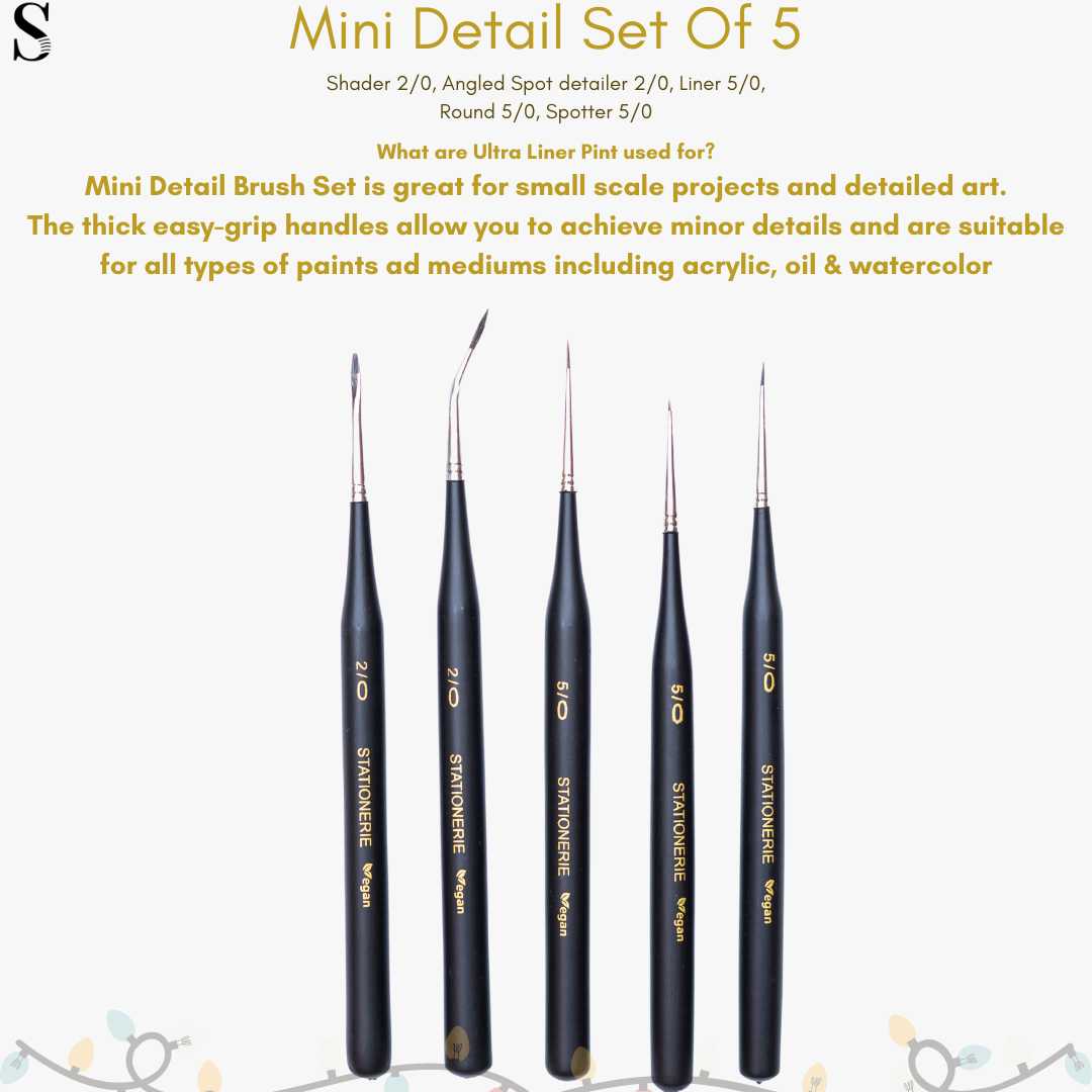 Stationerie Angled Ultramini Detailer Brush Set Of 5