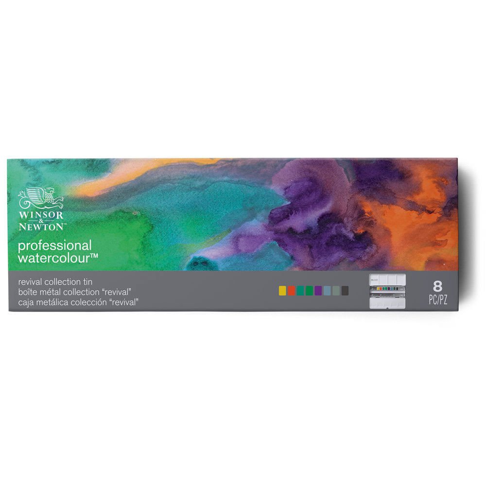 Winsor & Newton Professional Watercolour Revival Collection 8 Half Pans - colour card