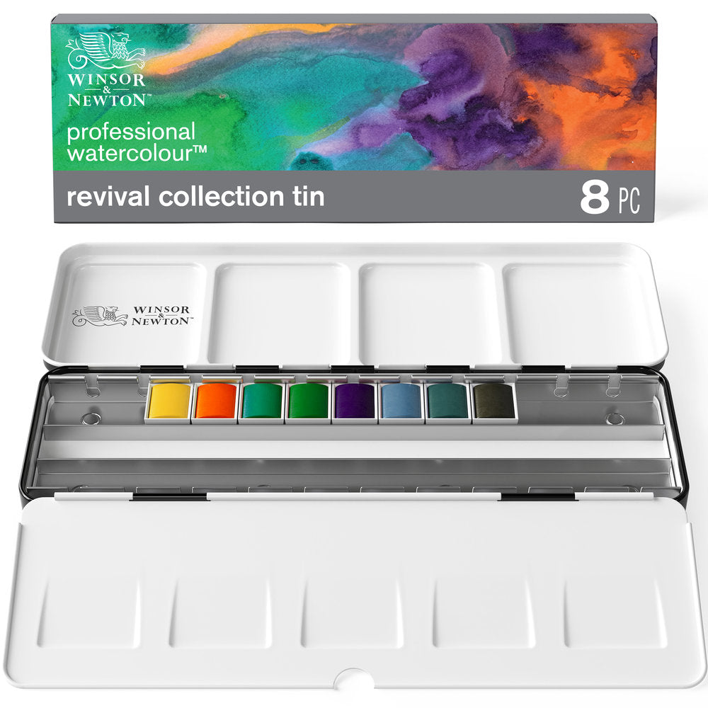 Winsor & Newton Professional Water Colour Revival Collection 8 Half Pans - open set