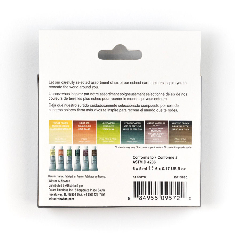 Winsor & Newton Professional Watercolour Rich Earth Set 6 x 5ml - back